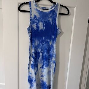 Blue Tie-Dye Sleeveless Dress